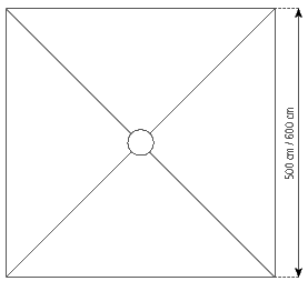 Masszeichnung Pagodenzelt: Draufsicht 500 bzw. 600 cm