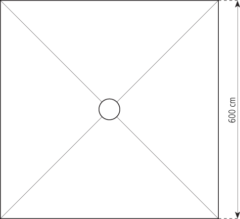Masszeichnung Pagodenzelt 6 x 6 m: Draufsicht 600 cm
